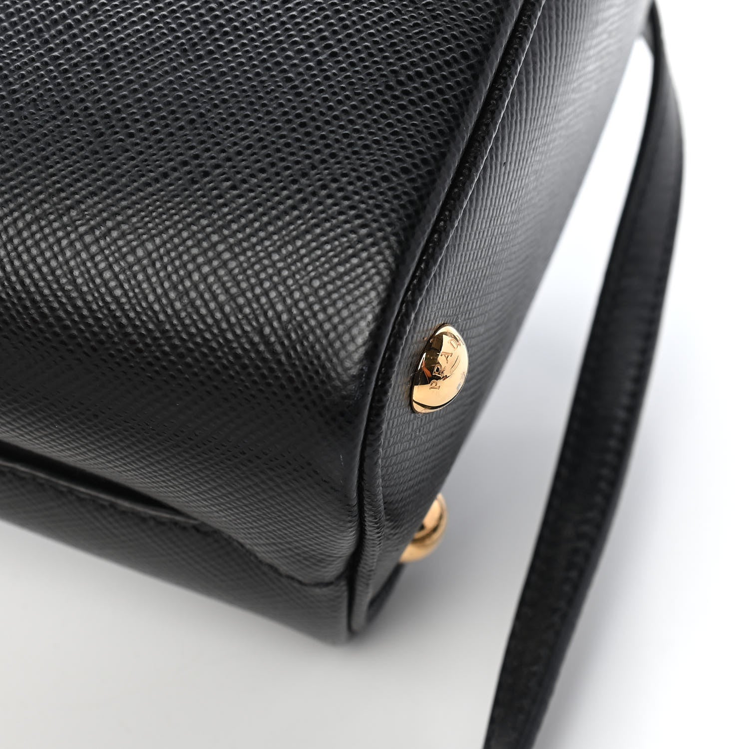 Prada Saffiano Cuir Small Panier Bucket Bag Black Fuoco 17 of 18