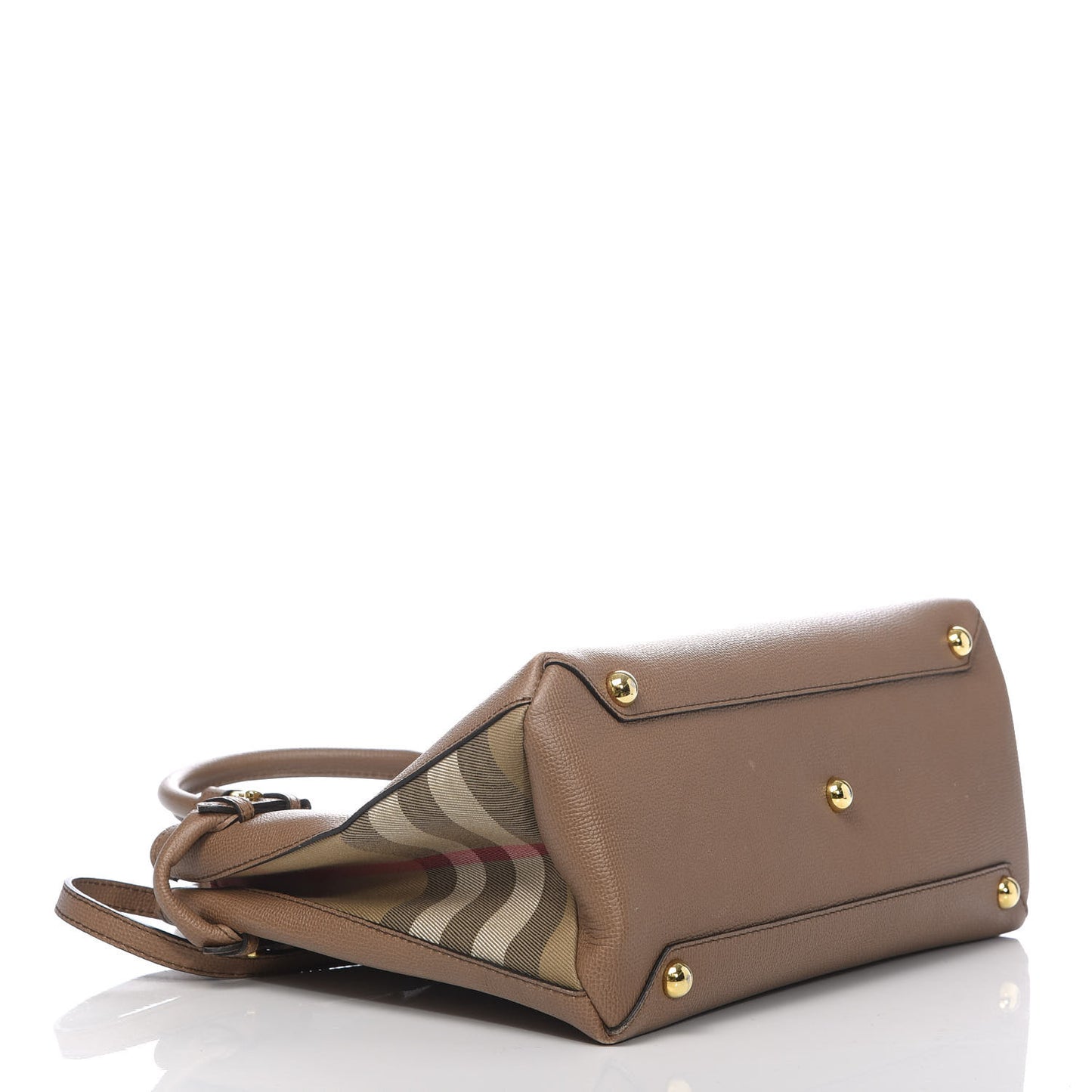 Grainy Calfskin House Check Medium Banner Tote Dark Sand