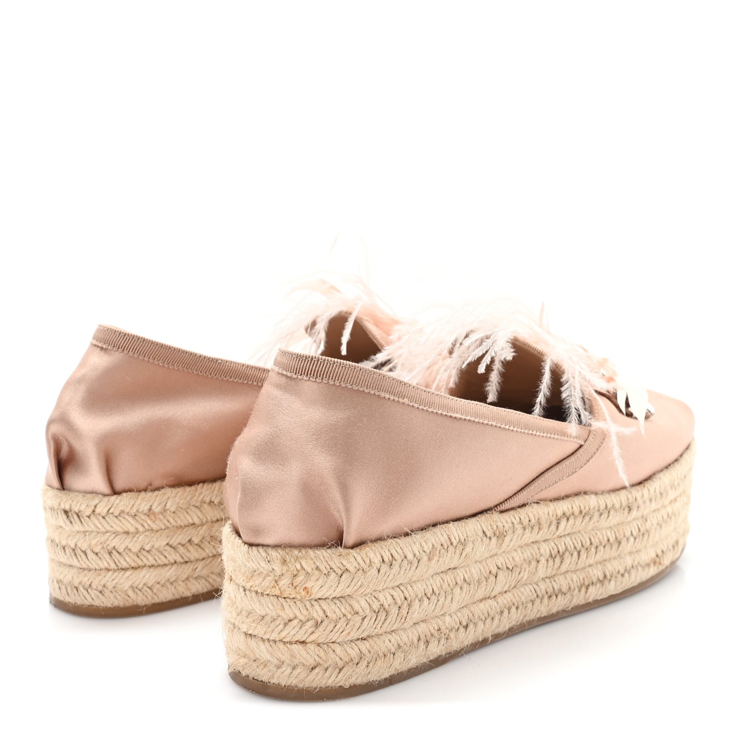 Satin Crystal Platform Espadrilles 39.5 Pink