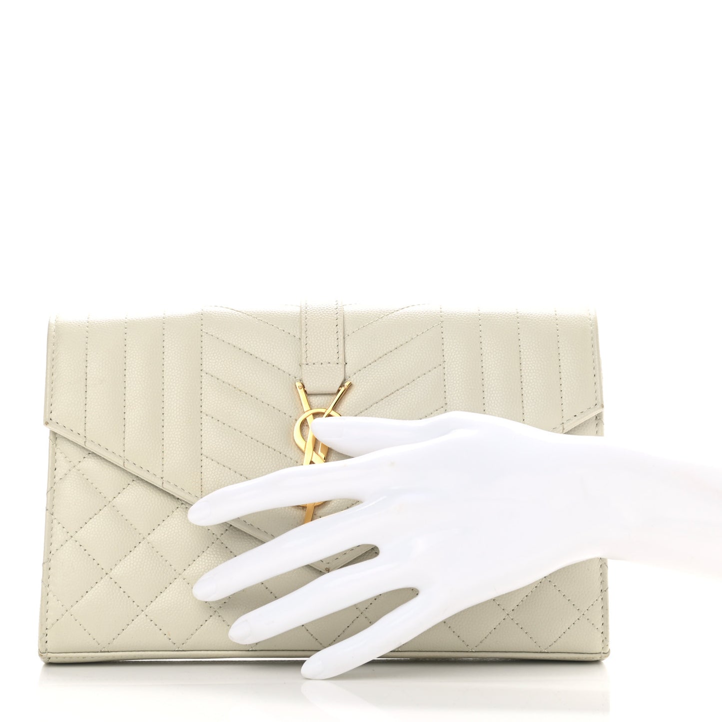 Grain De Poudre Mixed Matelasse Triquilt Monogram Chain Wallet Crema Soft