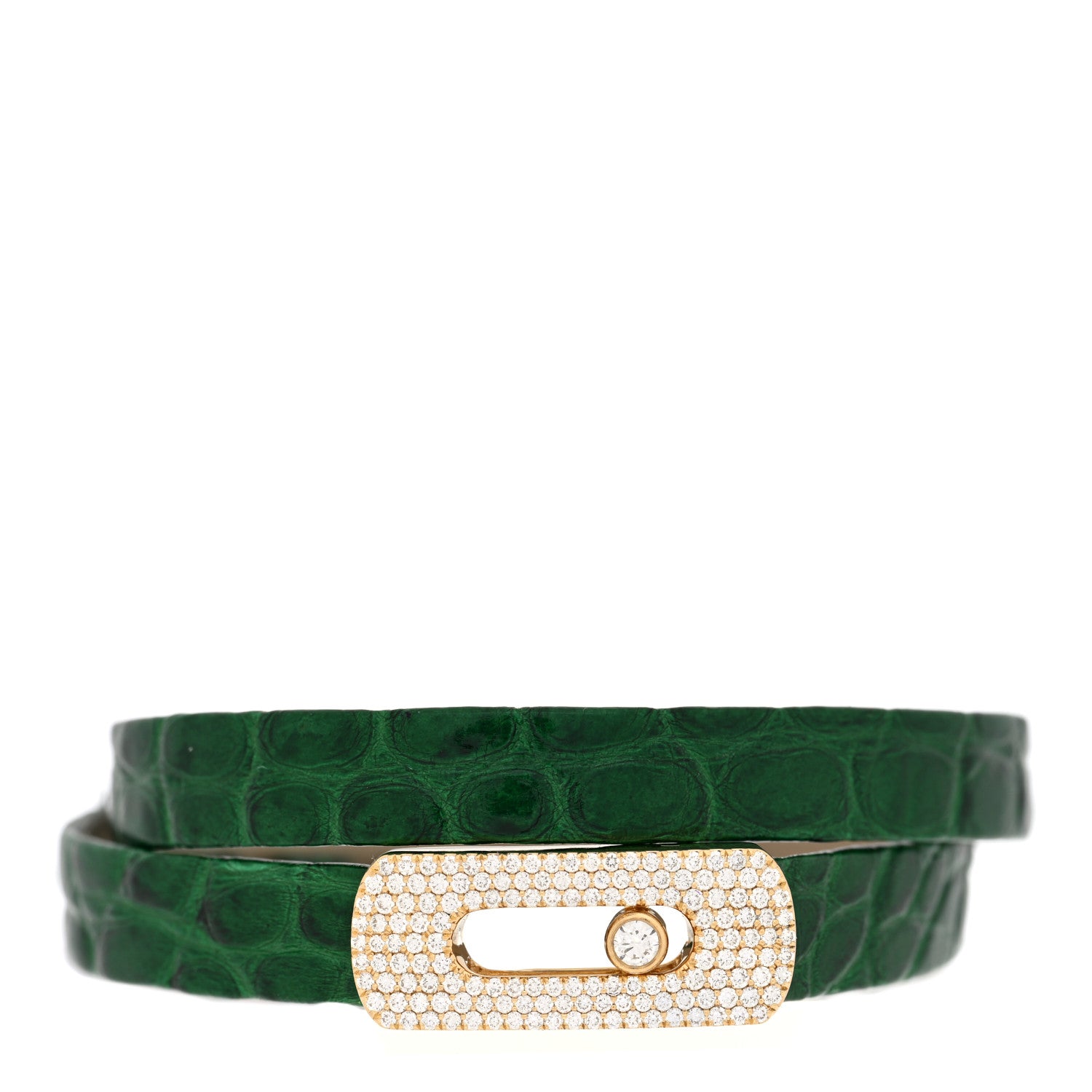 Messika 18K Yellow Gold Diamond Crocodile My Move Bracelet Green 1 of 5