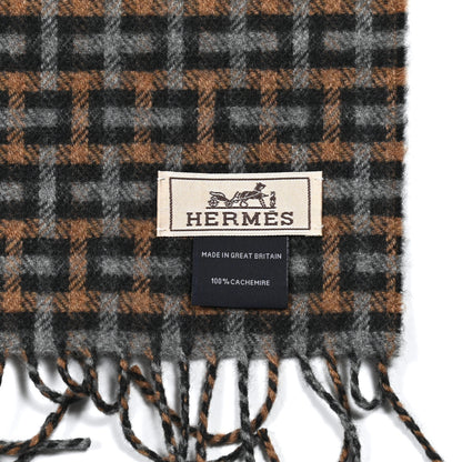 Hermes Cashmere H Ecossais Muffler Black Flanelle Camel 5 of 5
