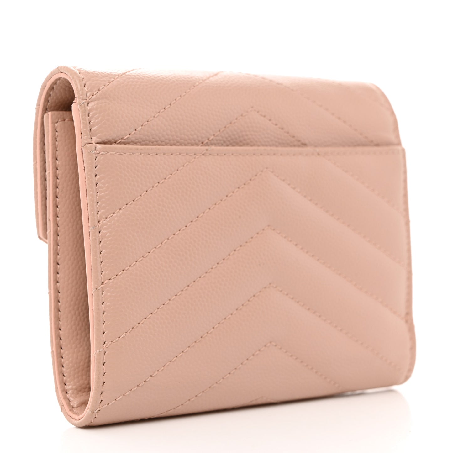 Grain De Poudre Matelasse Chevron Monogram Compact Tri Fold Wallet Pale Pink