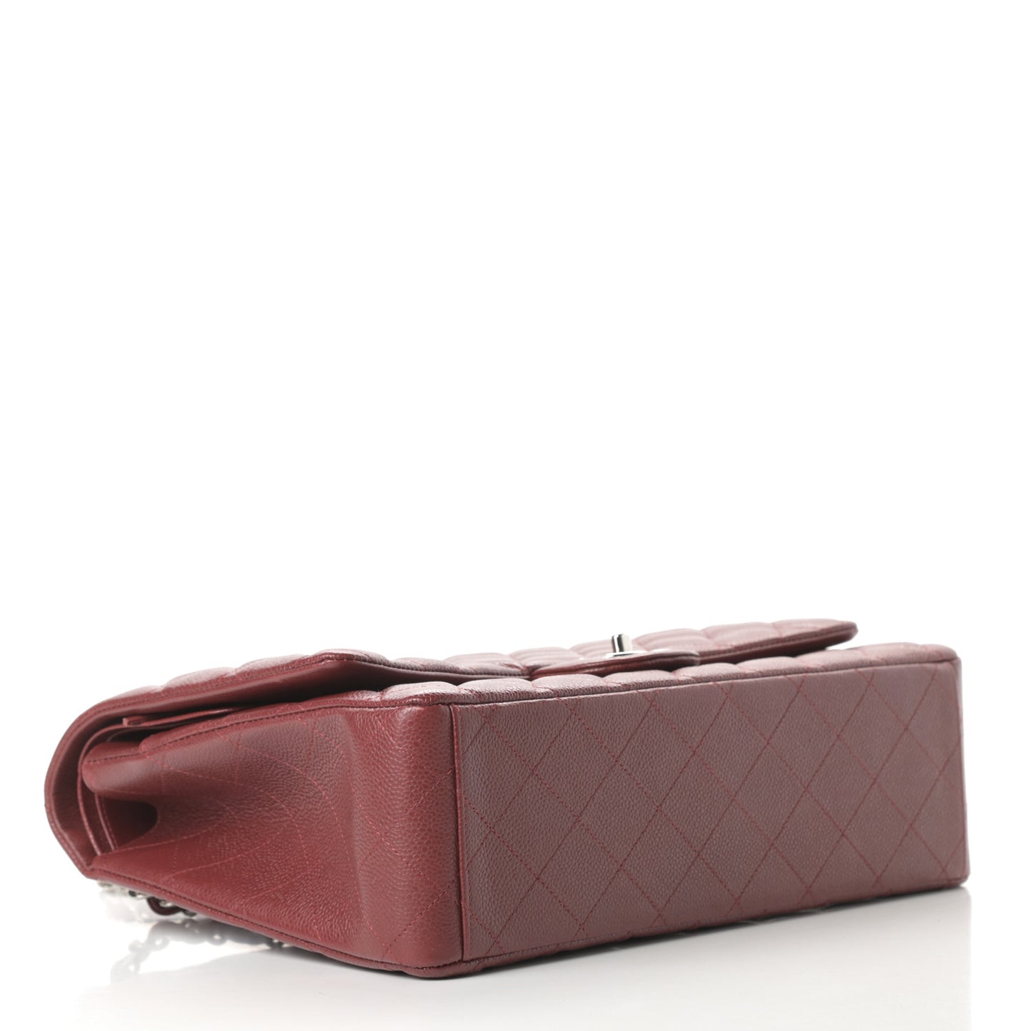 Caviar Quilted Maxi Double Flap Dark Red