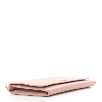 Prada Saffiano Metal Oro Chain Wallet Orchidea 3 of 8