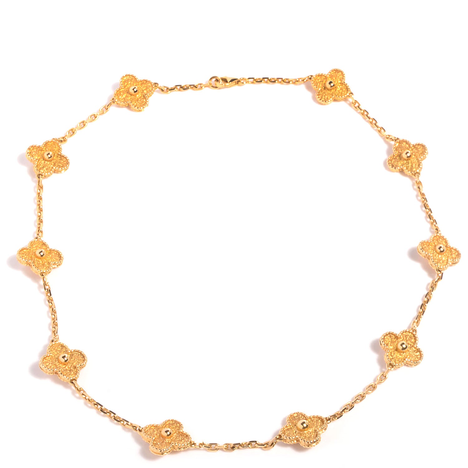 Van Cleef & Arpels 18K Yellow Gold 10 Motifs Vintage Alhambra Necklace 1 of 7