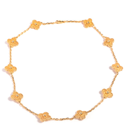 Van Cleef & Arpels 18K Yellow Gold 10 Motifs Vintage Alhambra Necklace 1 of 7