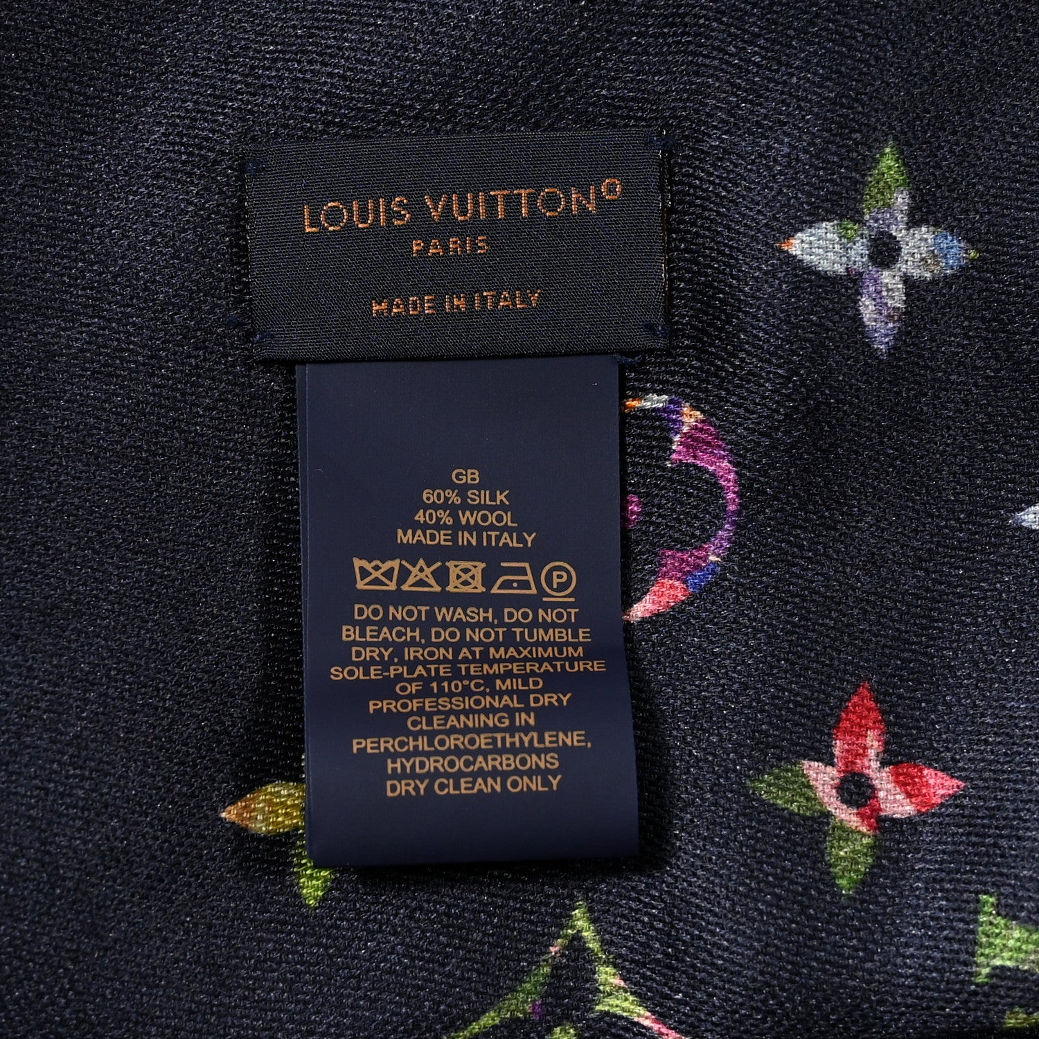 Louis Vuitton Silk Wool Monogram LV Garden Shawl Navy Blue 3 of 5