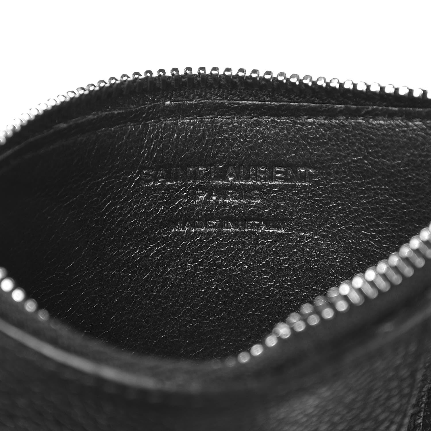 Saint Laurent Grained Calfskin 5 Fragments Zip Pouch Card Holder Black 6 of 7