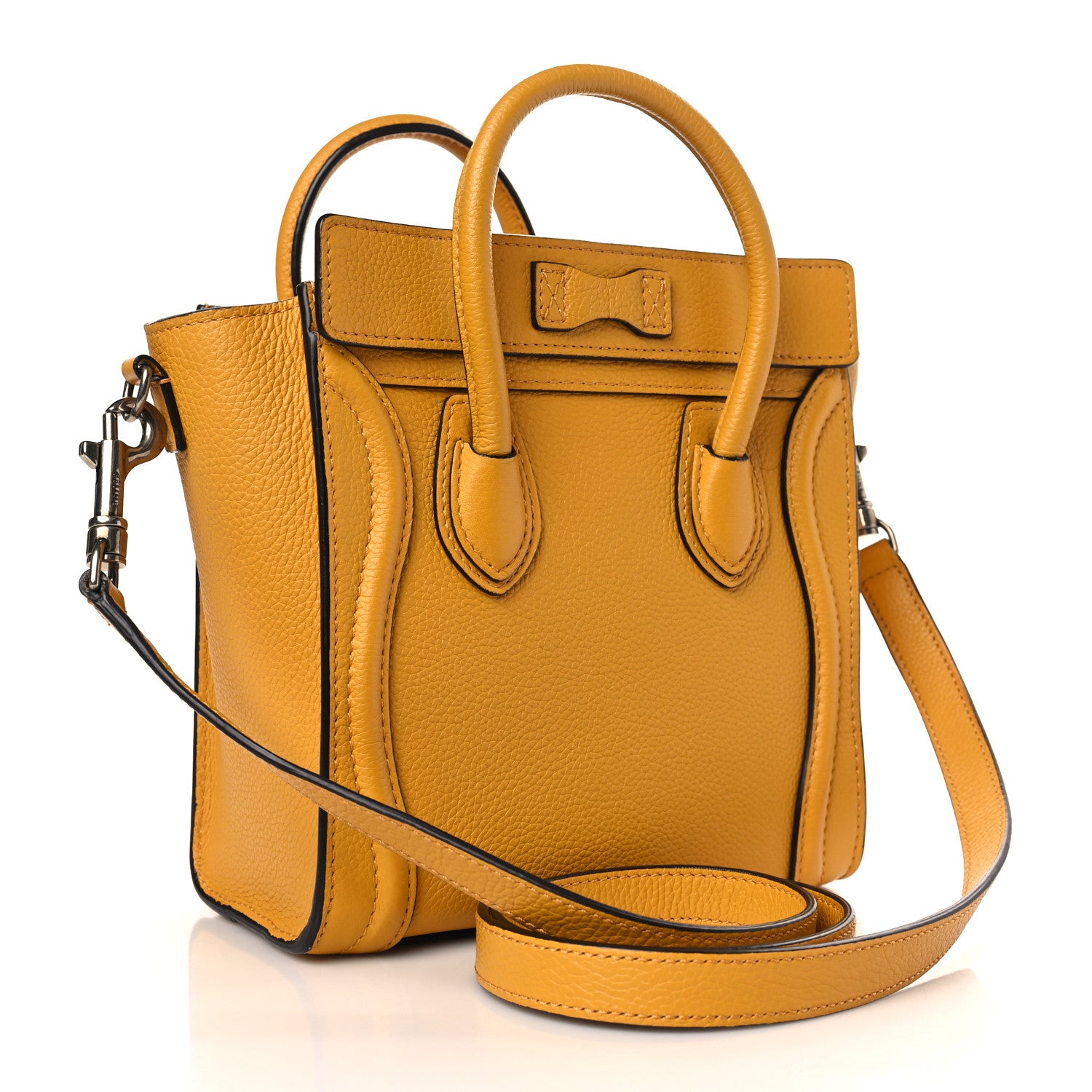 Celine Drummed Calfskin Nano Luggage Ocre 3 of 8