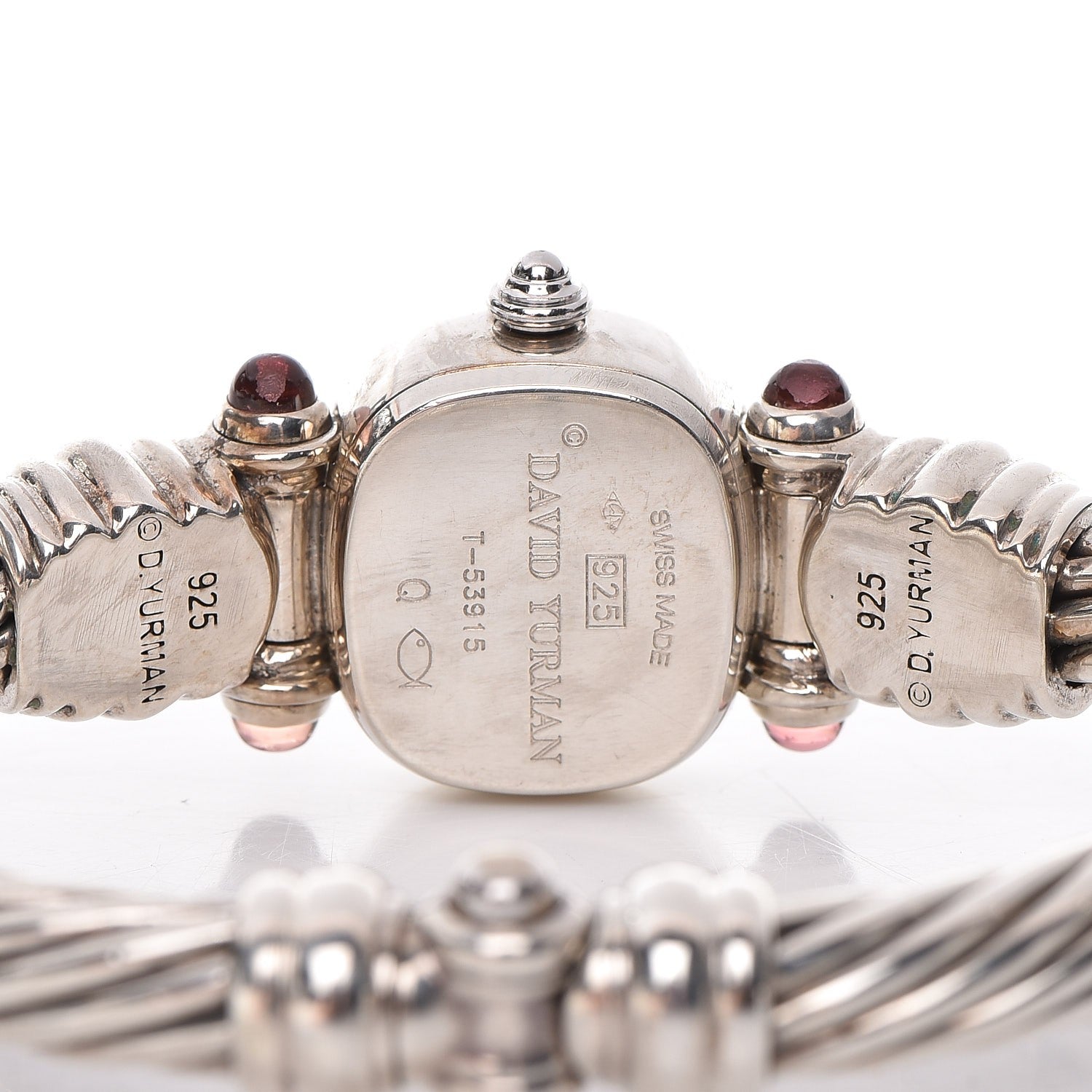 David Yurman Sterling Silver Diamond Pink Mother of Pearl Pink Tourmaline 21mm Classic Cable Quartz Watch 3 of 5