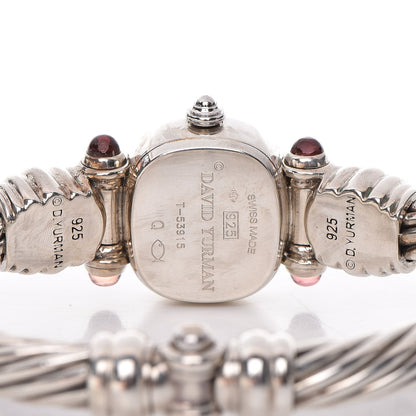 David Yurman Sterling Silver Diamond Pink Mother of Pearl Pink Tourmaline 21mm Classic Cable Quartz Watch 3 of 5