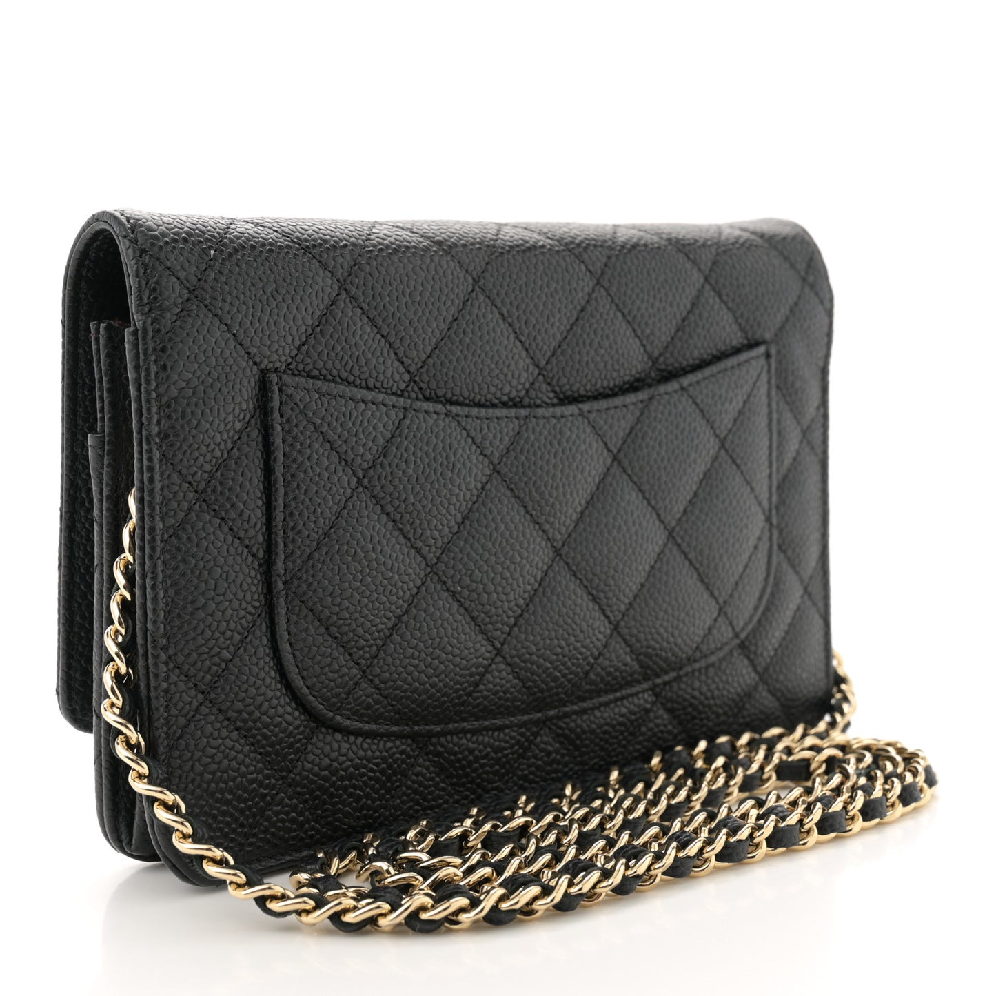 Caviar Quilted Wallet on Chain WOC Black