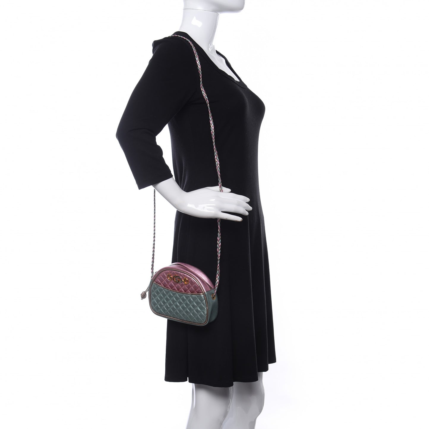 Laminated Nappa Trapuntata Mini Zumi Dome Shoulder Bag Rosa Lago Rame