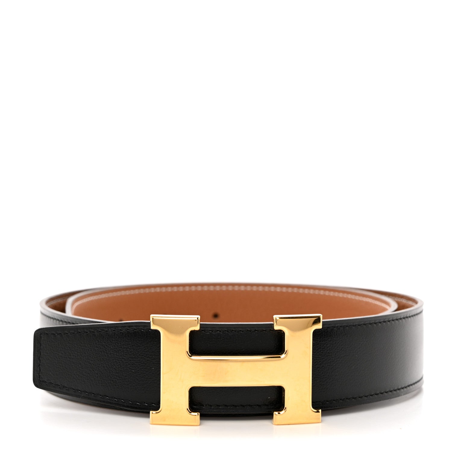 Hermes 135 Togo 32mm H Belt 75/30 Black Gold 1 of 6