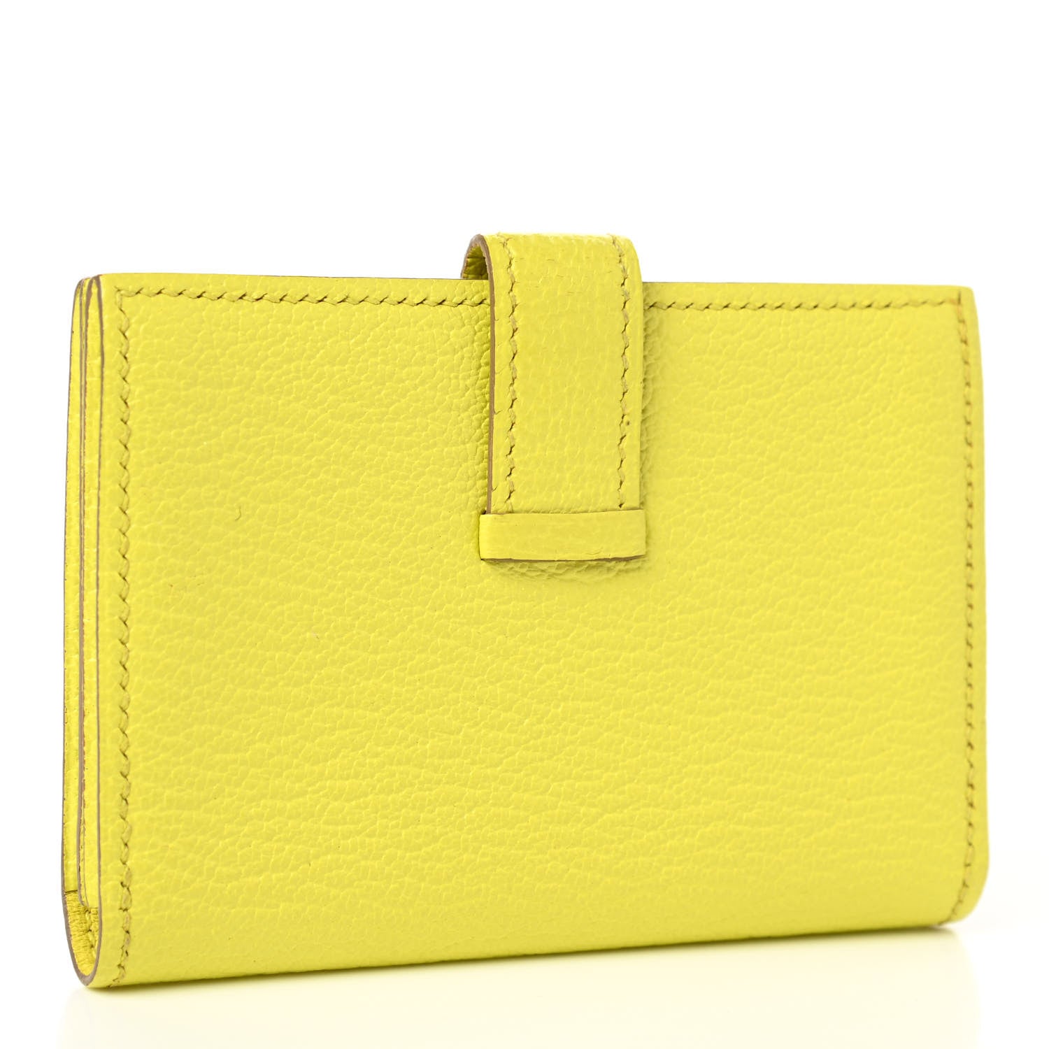 Hermes Chevre Mysore Bearn Card Holder Wallet Lime 3 of 9