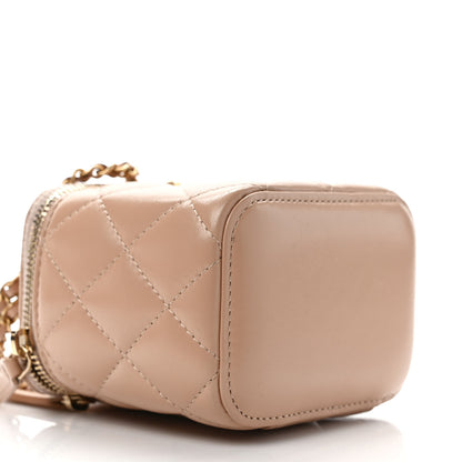 Chanel Calfskin Quilted Mini Perfect Fit Vanity Case With Chain Beige 8 of 11