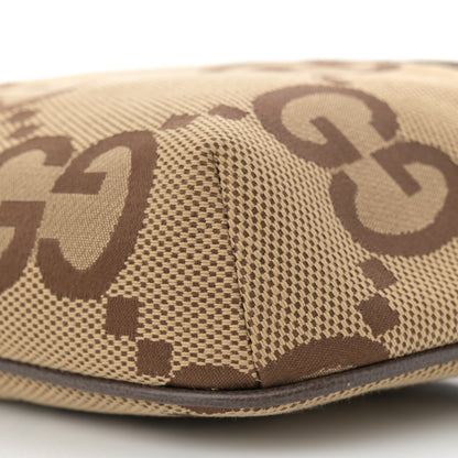 Gucci Monogram Jumbo GG Textured Dollar Calfskin Web Belt Bag Camel Ebony New Acero 10 of 11