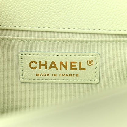 Chanel Caviar Chevron Quilted Small Boy Flap Light Green 6 of 11
