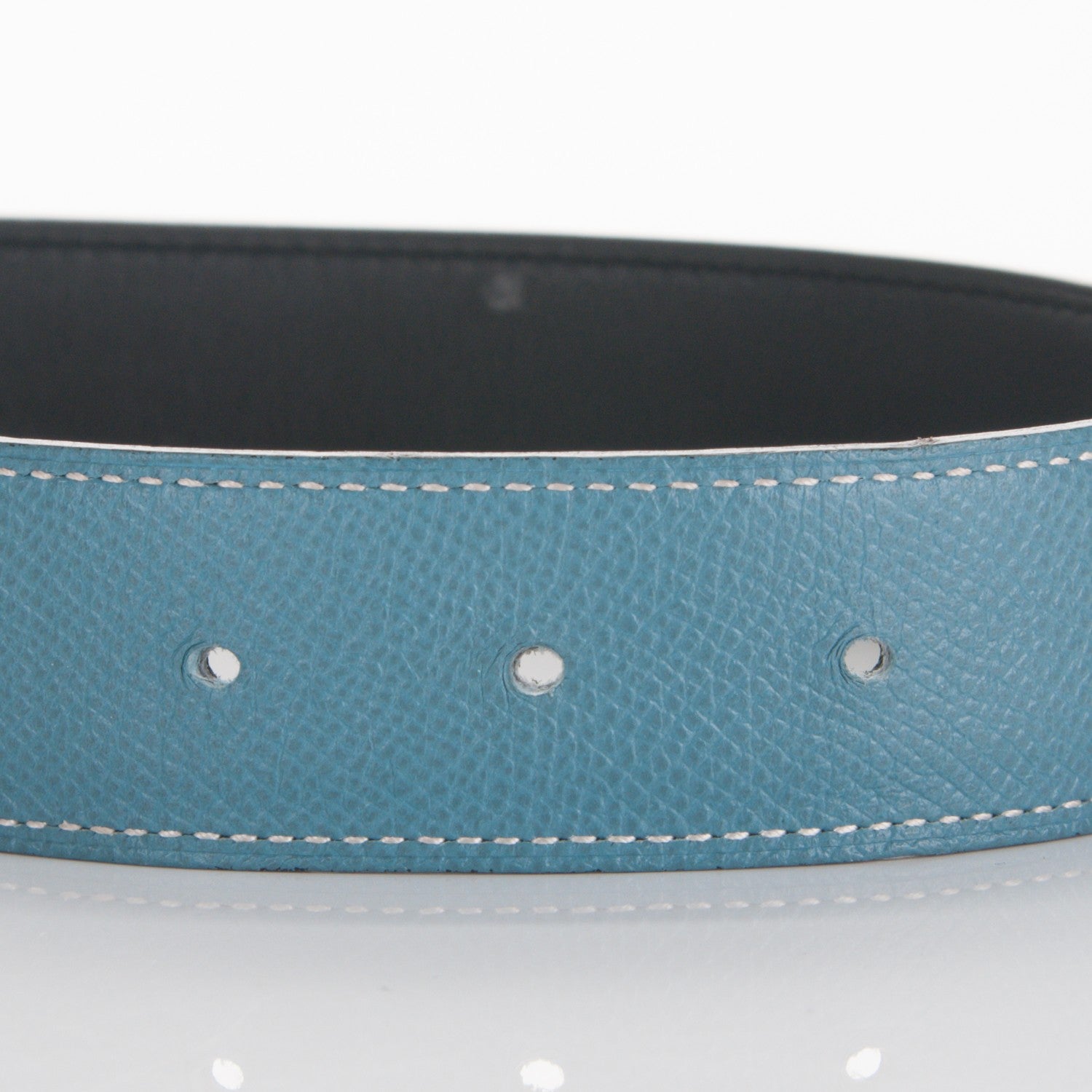 Hermes Swift Epsom 32mm H Belt Strap 90 Black Blue Jean 3 of 6