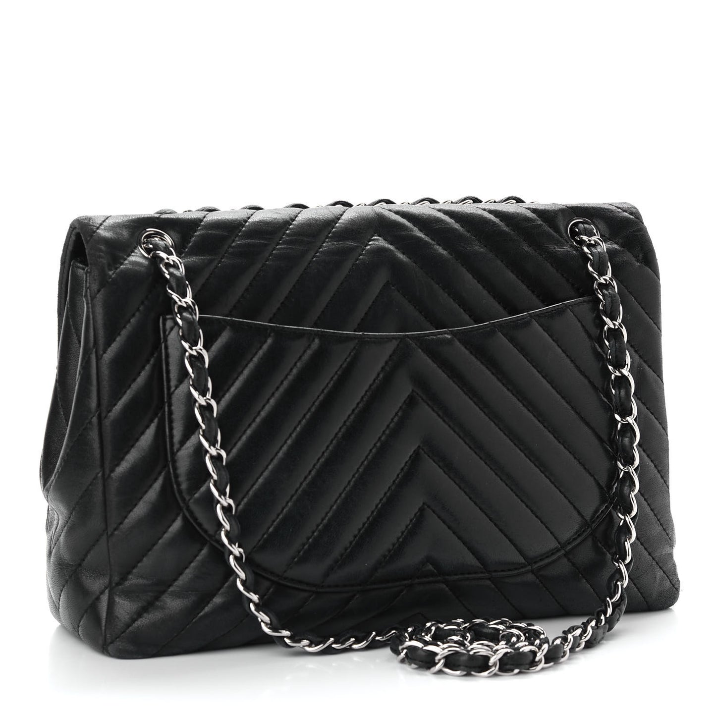 Lambskin Chevron Quilted Maxi Single Flap Black