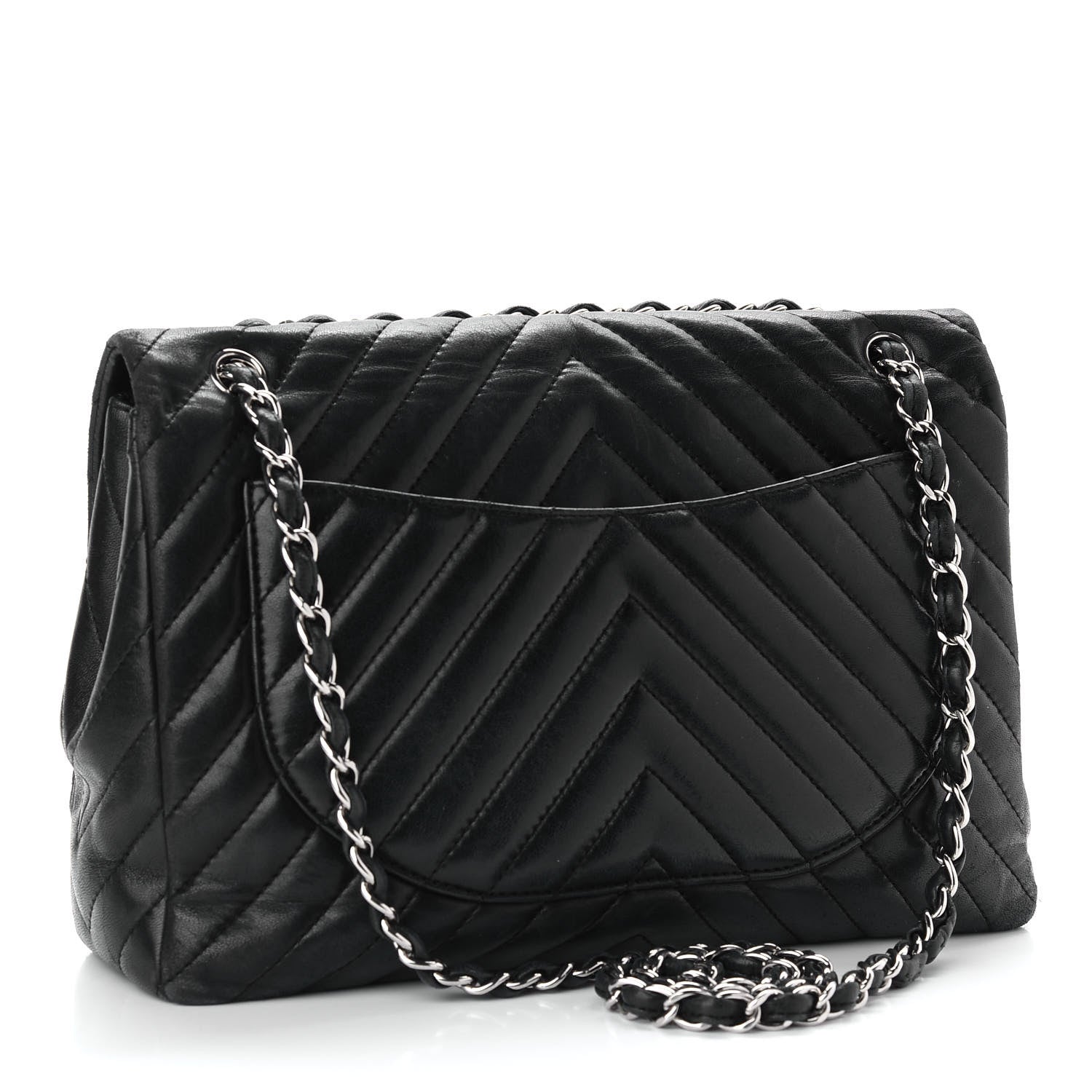Chanel Lambskin Chevron Quilted Maxi Single Flap Black 3 of 13