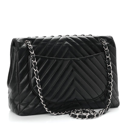 Chanel Lambskin Chevron Quilted Maxi Single Flap Black 3 of 13
