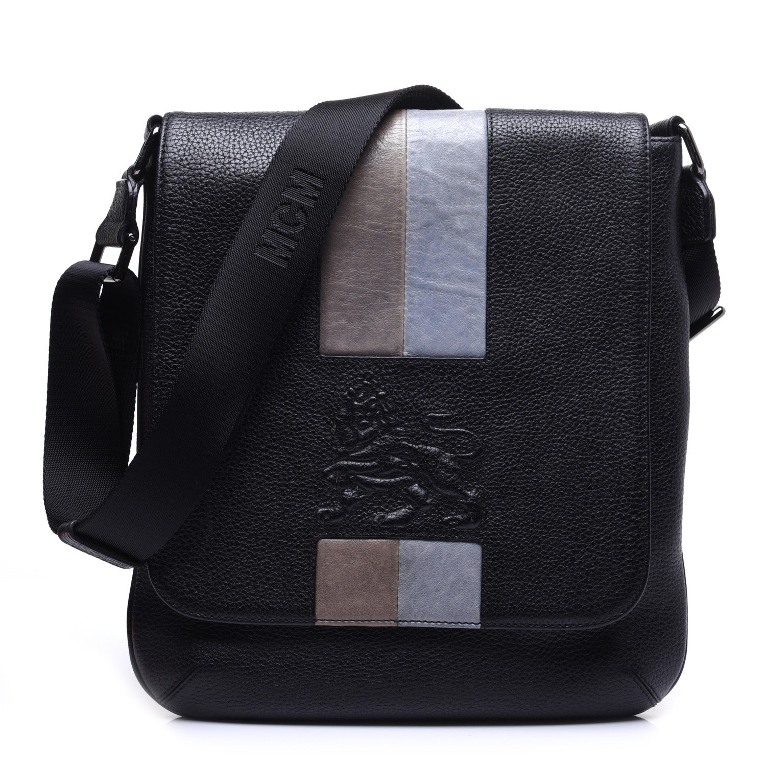 MCM Calfskin Munich Lion Messenger Black 1 of 13