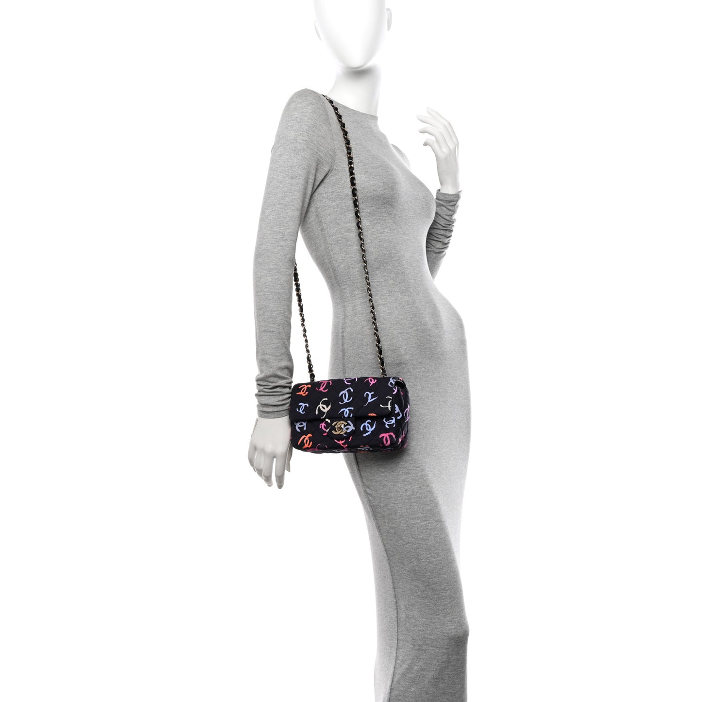 Printed Fabric Quilted Mini Rectangular Flap Black Pink Blue Yellow Orange