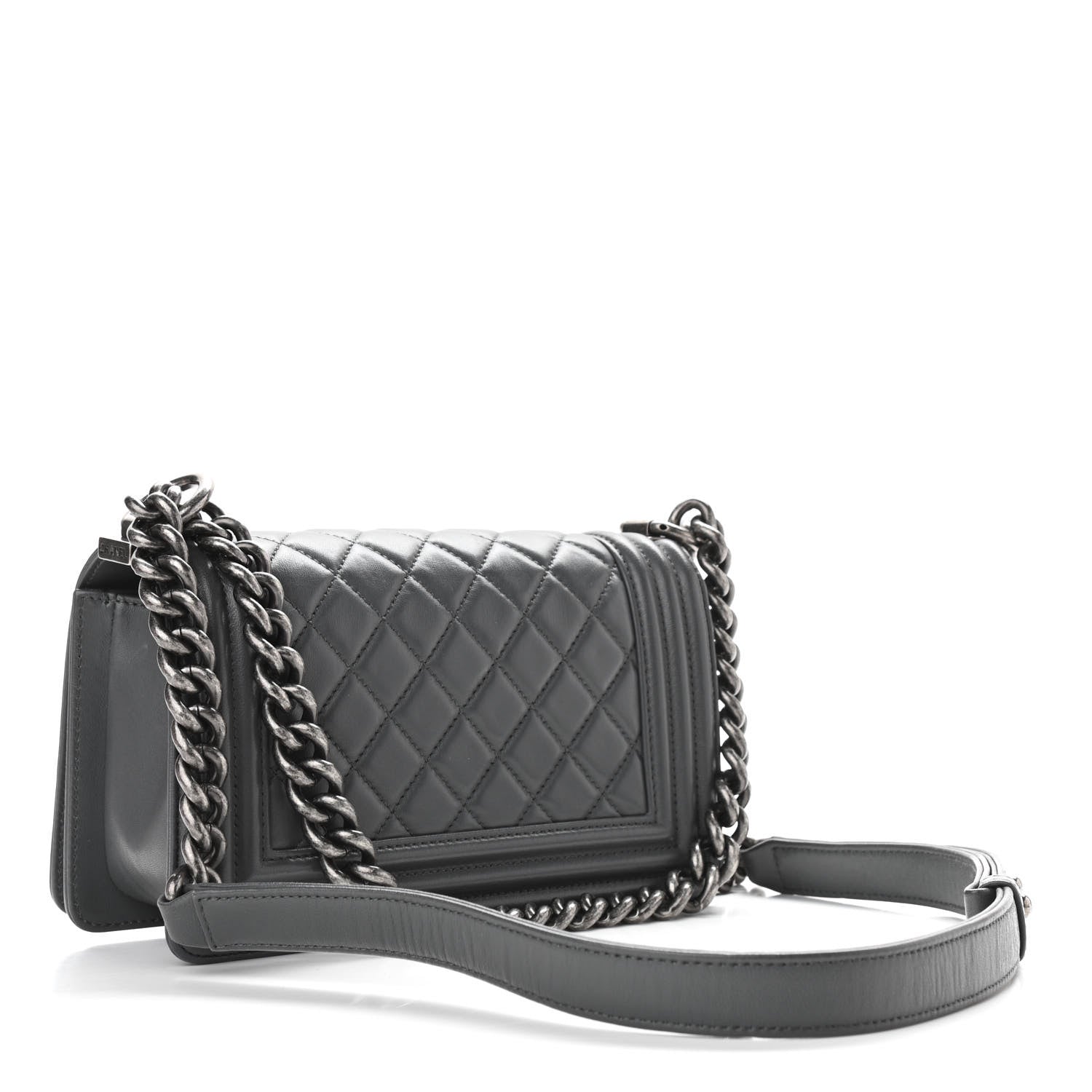 Chanel Lambskin Quilted Small Boy Flap Dark Grey 3 of 11