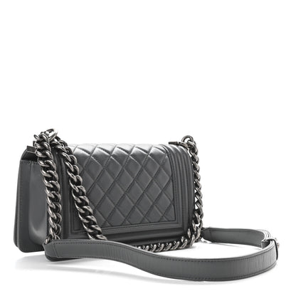 Chanel Lambskin Quilted Small Boy Flap Dark Grey 3 of 11
