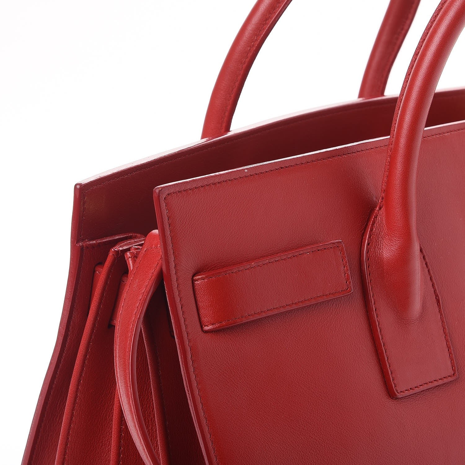 Saint Laurent Grained Calfskin Small Sac De Jour Lipstick Red 8 of 10