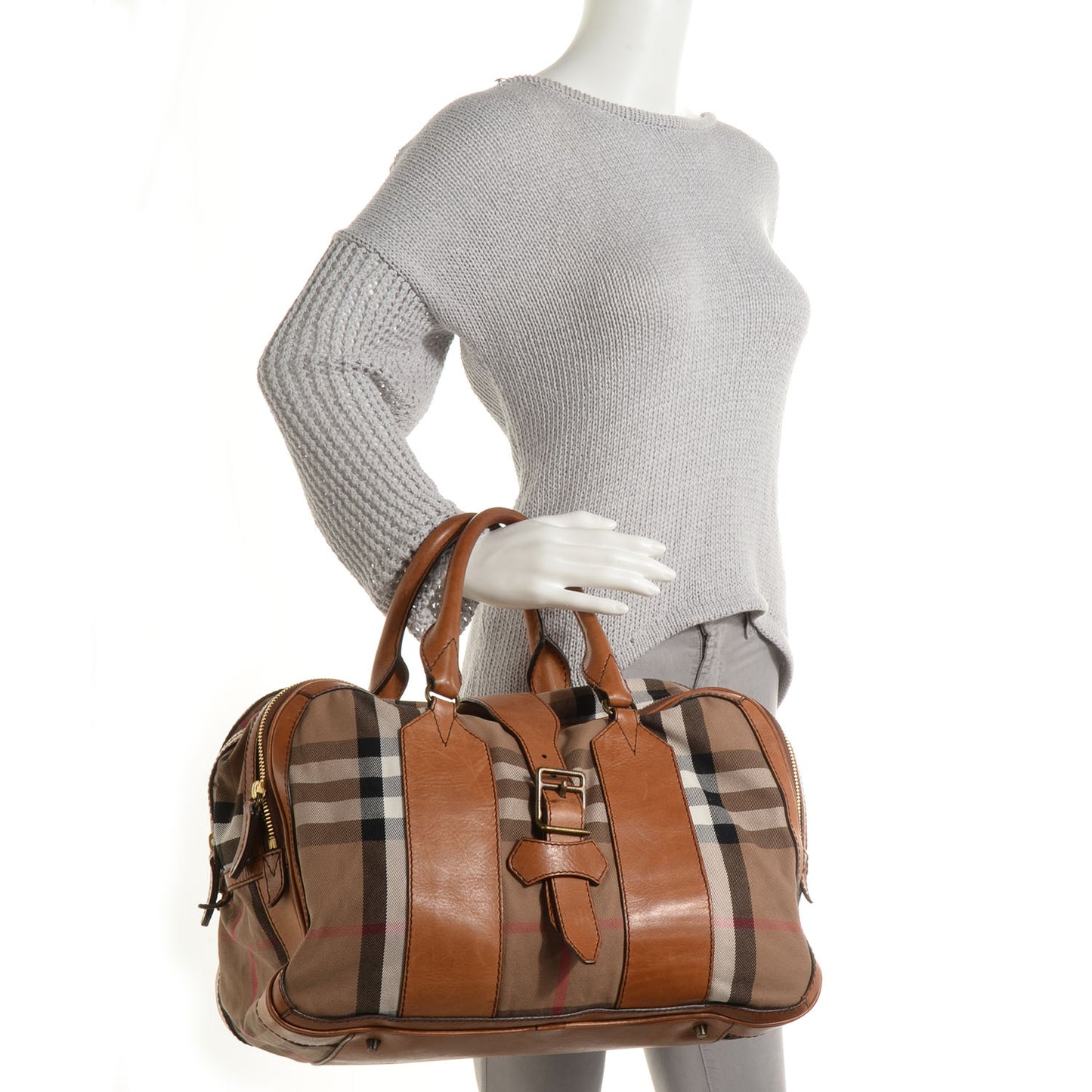 Vintage Leather House Check Tote Saddle Brown