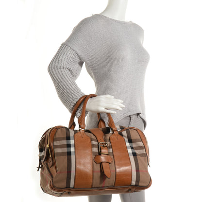 Burberry Vintage Leather House Check Tote Saddle Brown 2 of 12