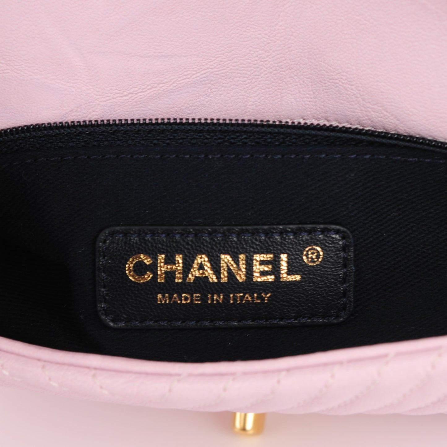 Lambskin Chevron Quilted Small Flap Light Pink