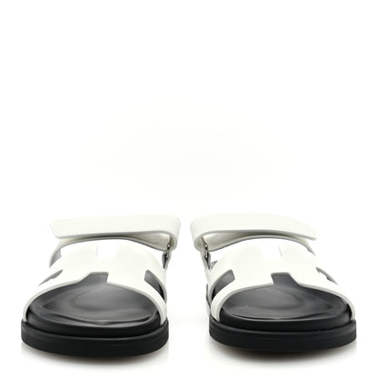 Hermes Calfskin Womens Chypre Sandals 37 White 3 of 8