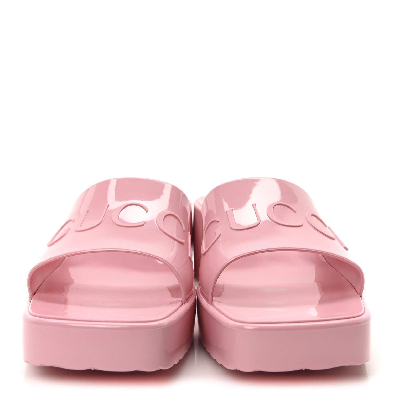 Gucci Rubber Gucci Logo Womens Platform 20/60mm Slide Sandals 37 Wild Rose 2 of 9
