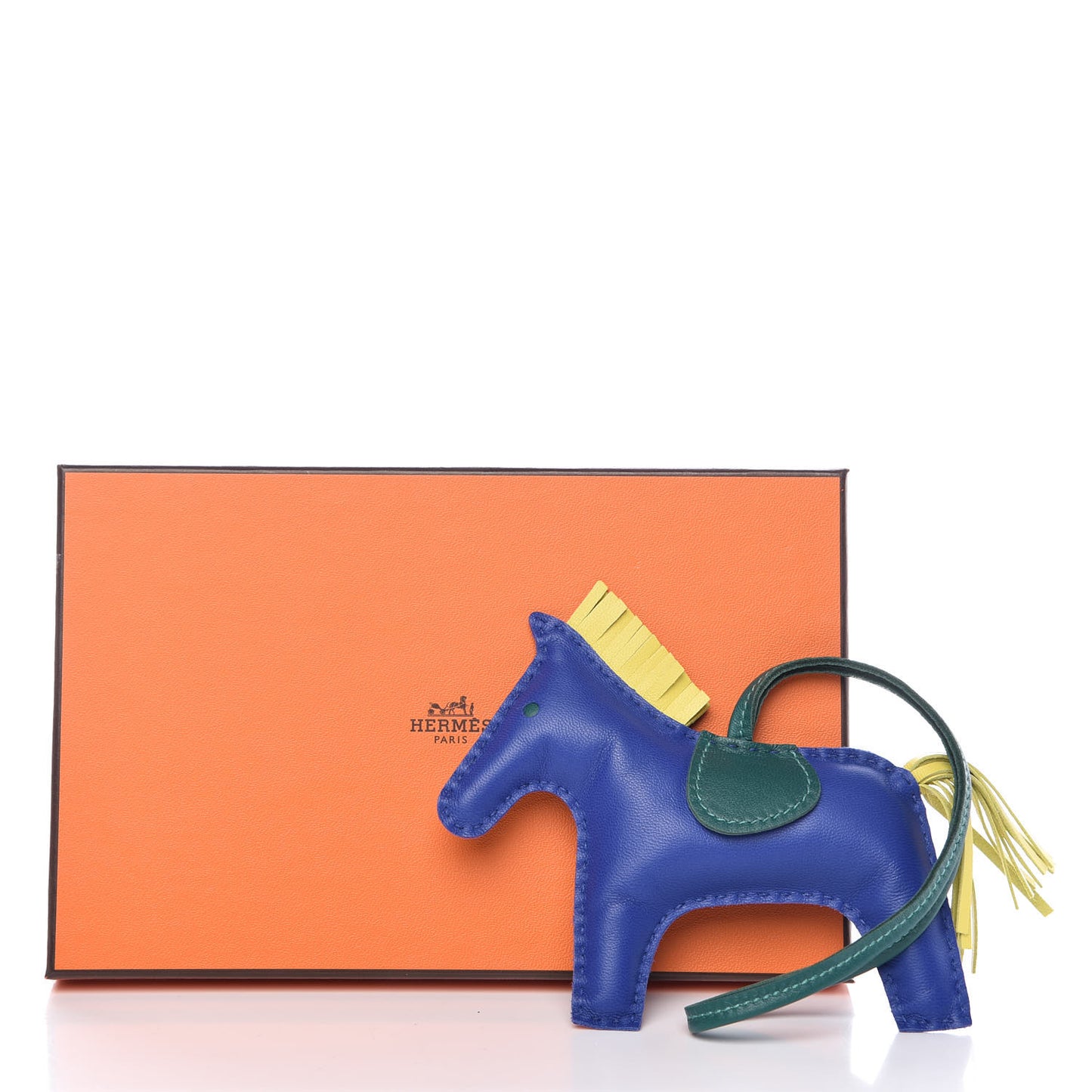 Milo Lambskin Grigri Rodeo Horse Bag Charm MM Bleu Electrique Malachite Lime