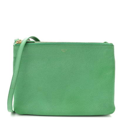 Celine Lambskin Small Trio Crossbody Bag Green 1 of 11