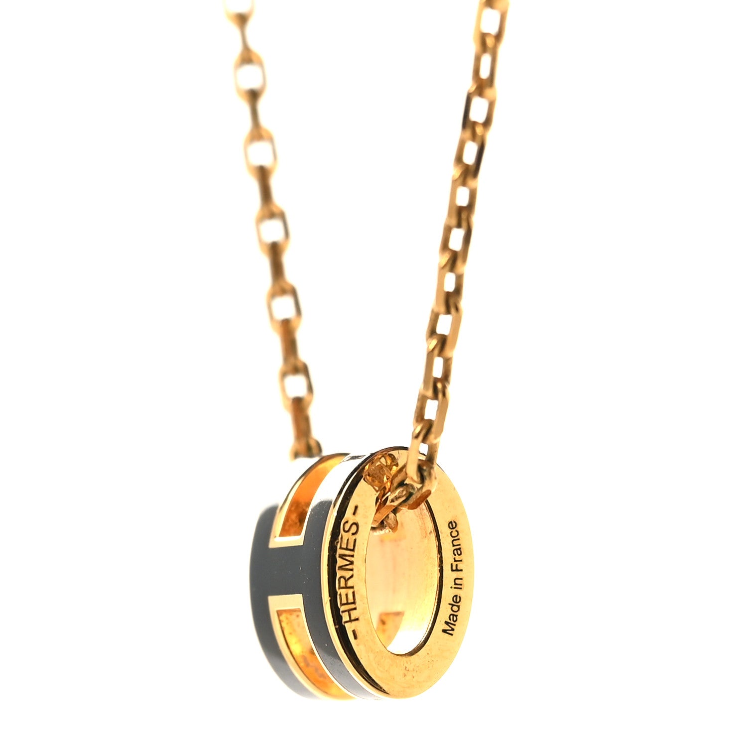 Hermes Lacquered Gold Mini Pop H Pendant Necklace Black 5 of 6