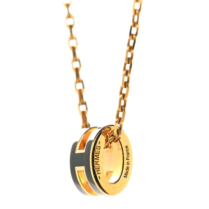 Hermes Lacquered Gold Mini Pop H Pendant Necklace Black 5 of 6