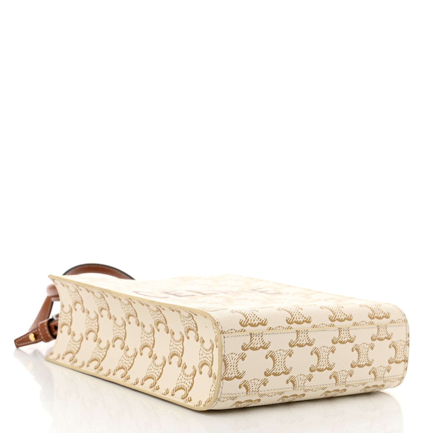 Celine Triomphe Canvas Calfskin Mini Vertical Cabas White 4 of 8
