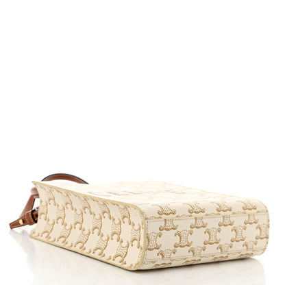 Celine Triomphe Canvas Calfskin Mini Vertical Cabas White 4 of 8