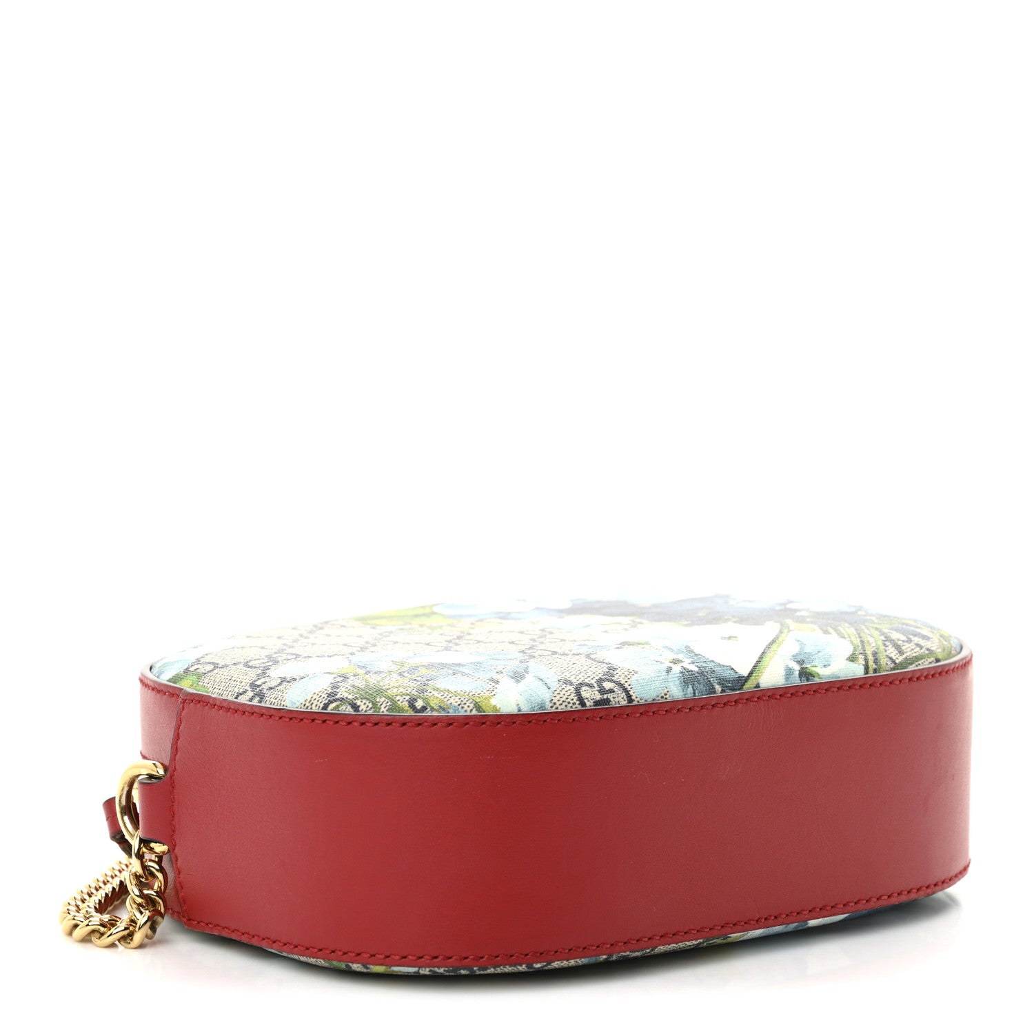 Gucci GG Supreme Monogram Blooms Mini Chain Shoulder Bag Beige Blue Navy Hibiscus Red 4 of 11