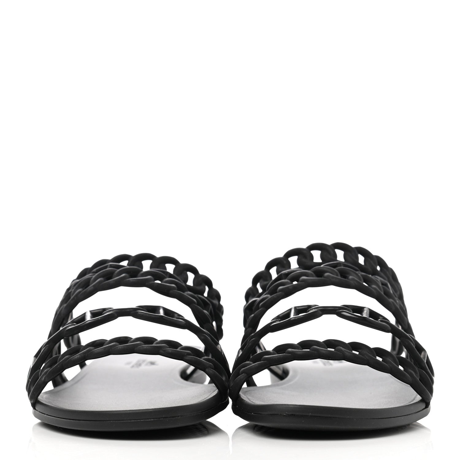 Hermes Rubber Chaine d'Ancre Nude Sandals 39 Black 2 of 7