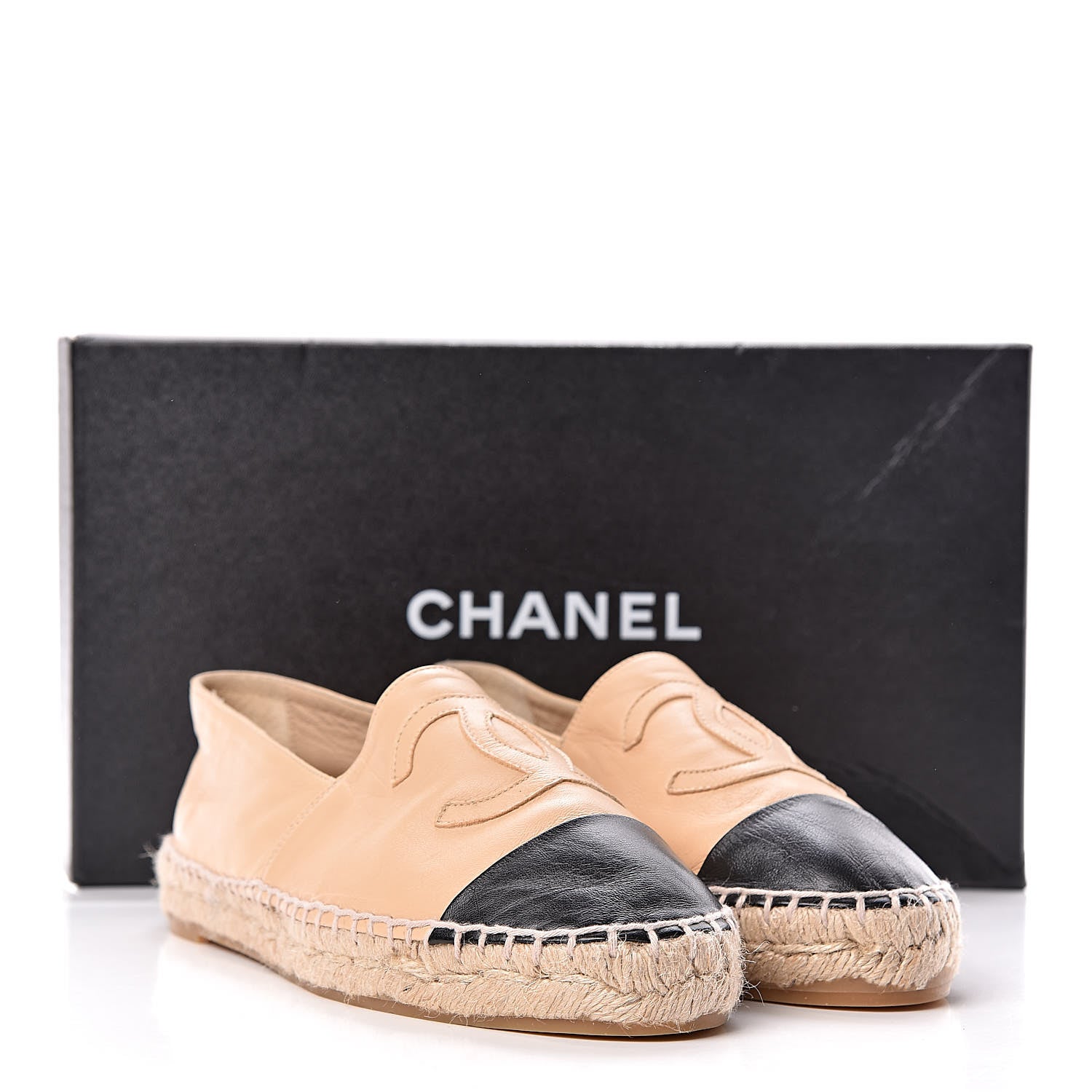 Chanel Lambskin CC Espadrilles 38 Beige Black 12 of 12