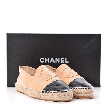 Chanel Lambskin CC Espadrilles 38 Beige Black 12 of 12