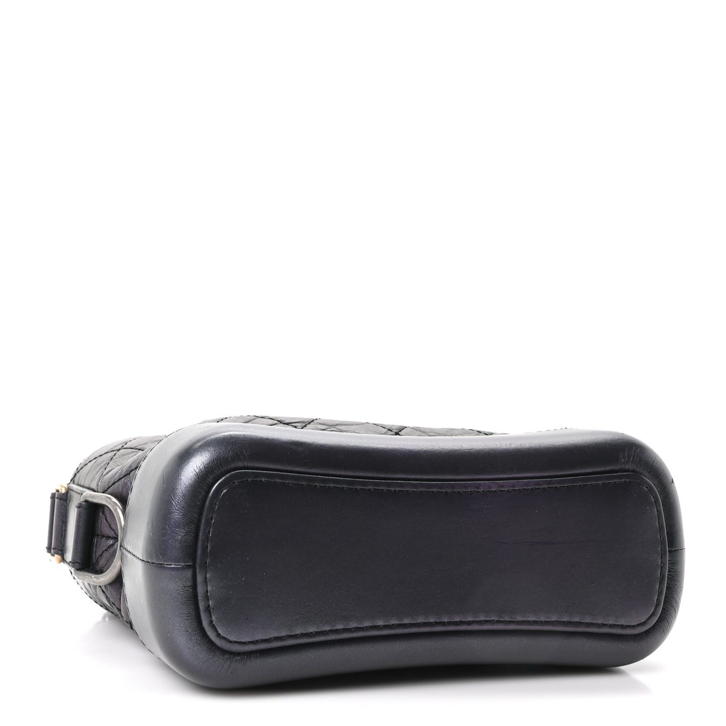Iridescent Aged Calfskin Quilted Small Gabrielle Hobo Black