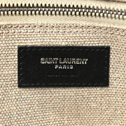 Saint Laurent Linen Calfskin Rive Gauche Tote Optic White 5 of 9