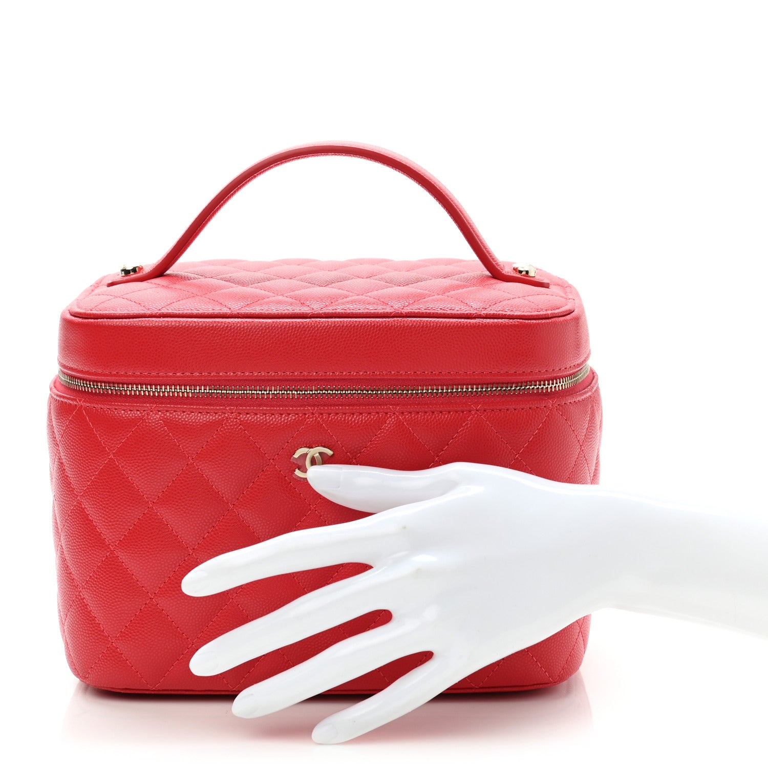 Chanel Caviar Quilted Large Vanity Pouch Red 2 of 8